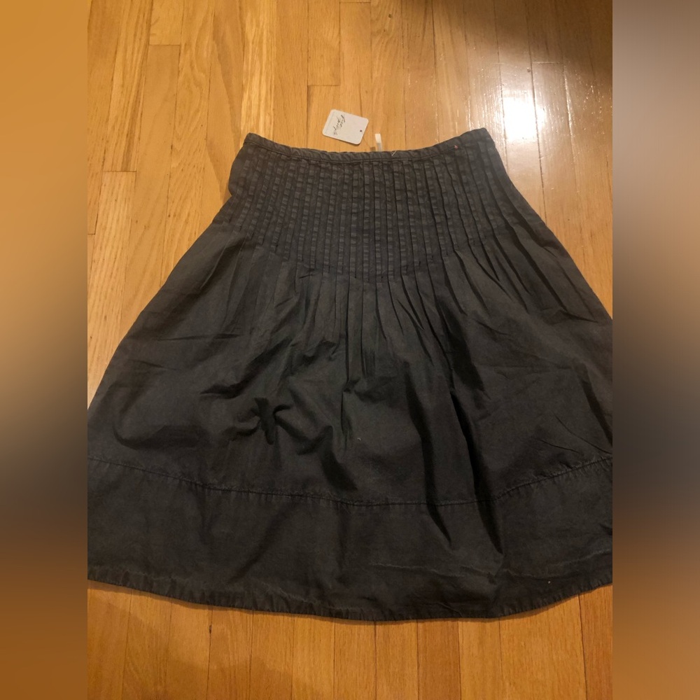 Free peoples Black Smocked Waist A-Line Skirt with side zipper